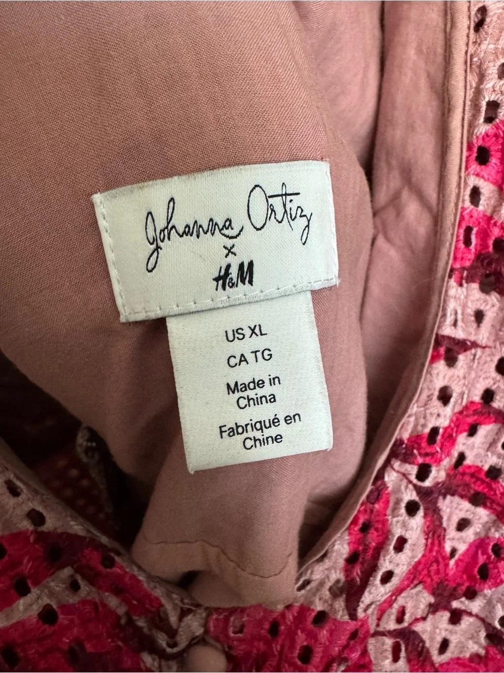 H&M Johanna Ortiz Mauve and Hot Pink Eyelet Dress - Picture 3 of 4
